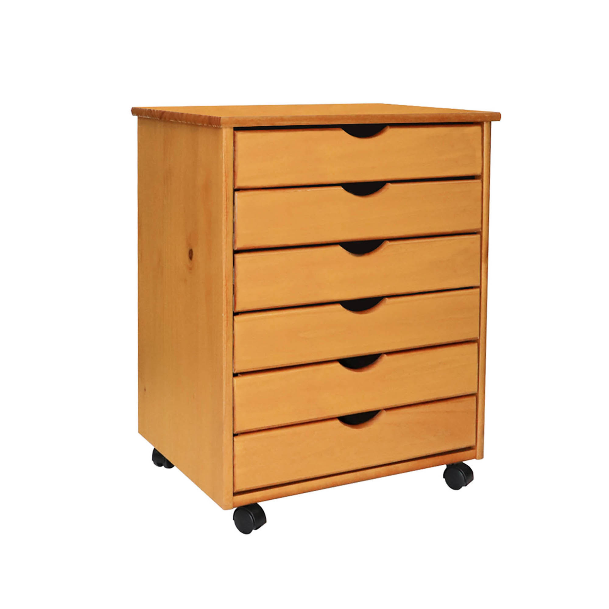 White ADEPTUS 6 Drawer Wide Roll Cart Solid Wood 