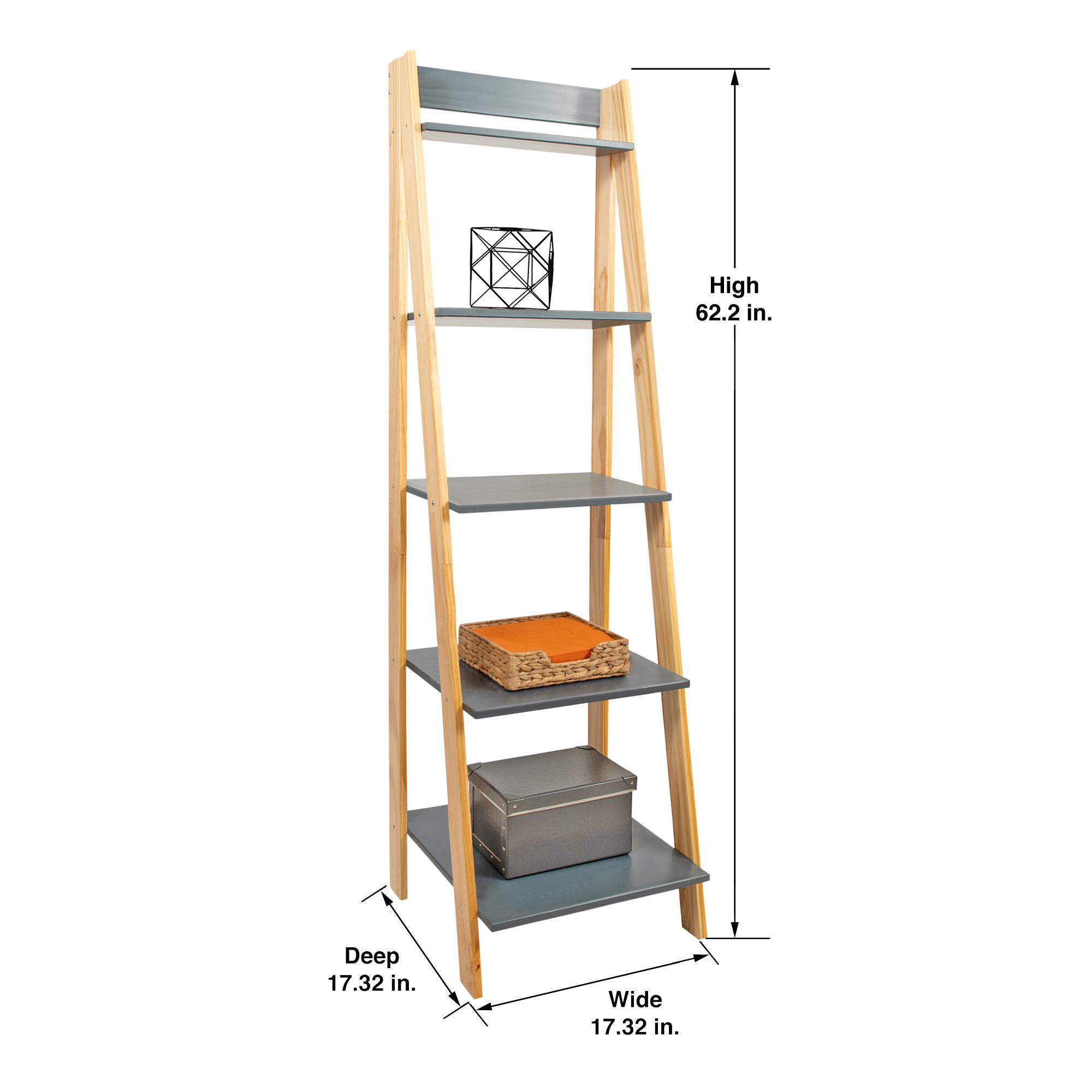 Ladder - Natural Legs with Grey Shelves - ADEPTUS USA Inc.
