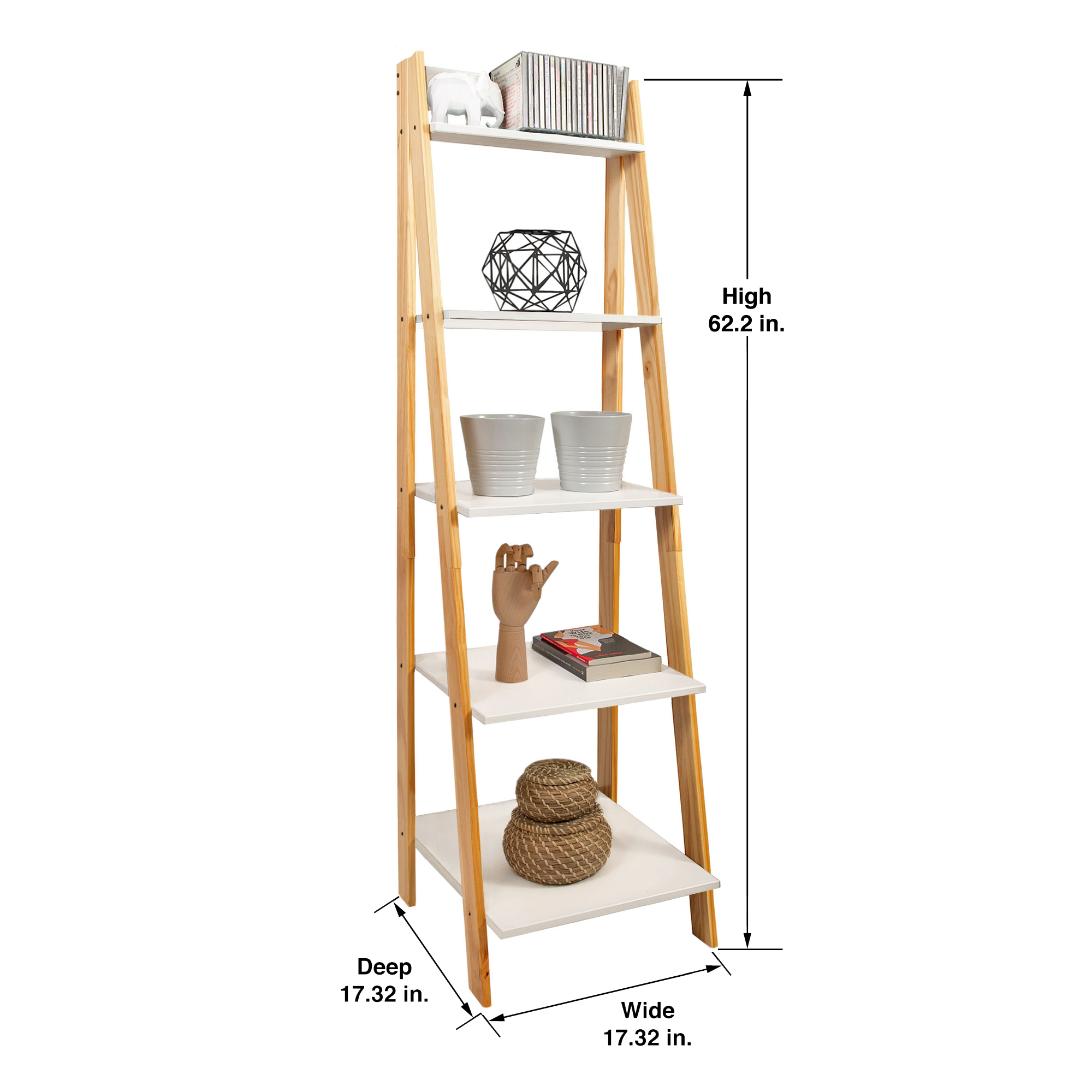 Ladder - Natural Legs with White Shelves - ADEPTUS USA Inc.